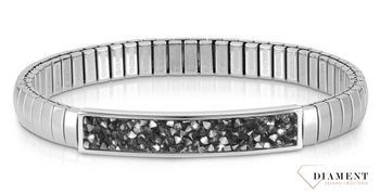 Bransoletka Nomination Italy z kolekcji Extension Glitter. Elastyczna bransoletka wykonana ze stali szlachetnej, zdobiona sypanymi, błyszczącymi szarymi kryształkami. (2).jpg